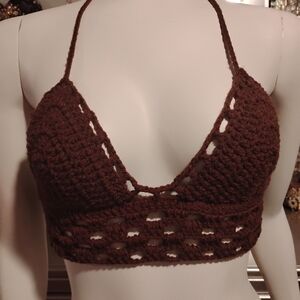 Brown Crochet Halter Top